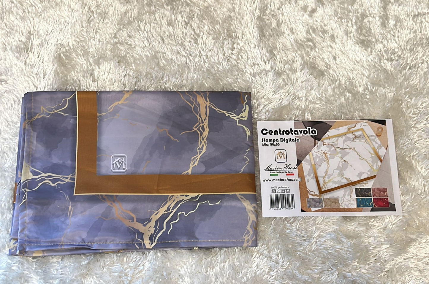 Centrotavola effetto marmo 90x90cm 100% poliestere