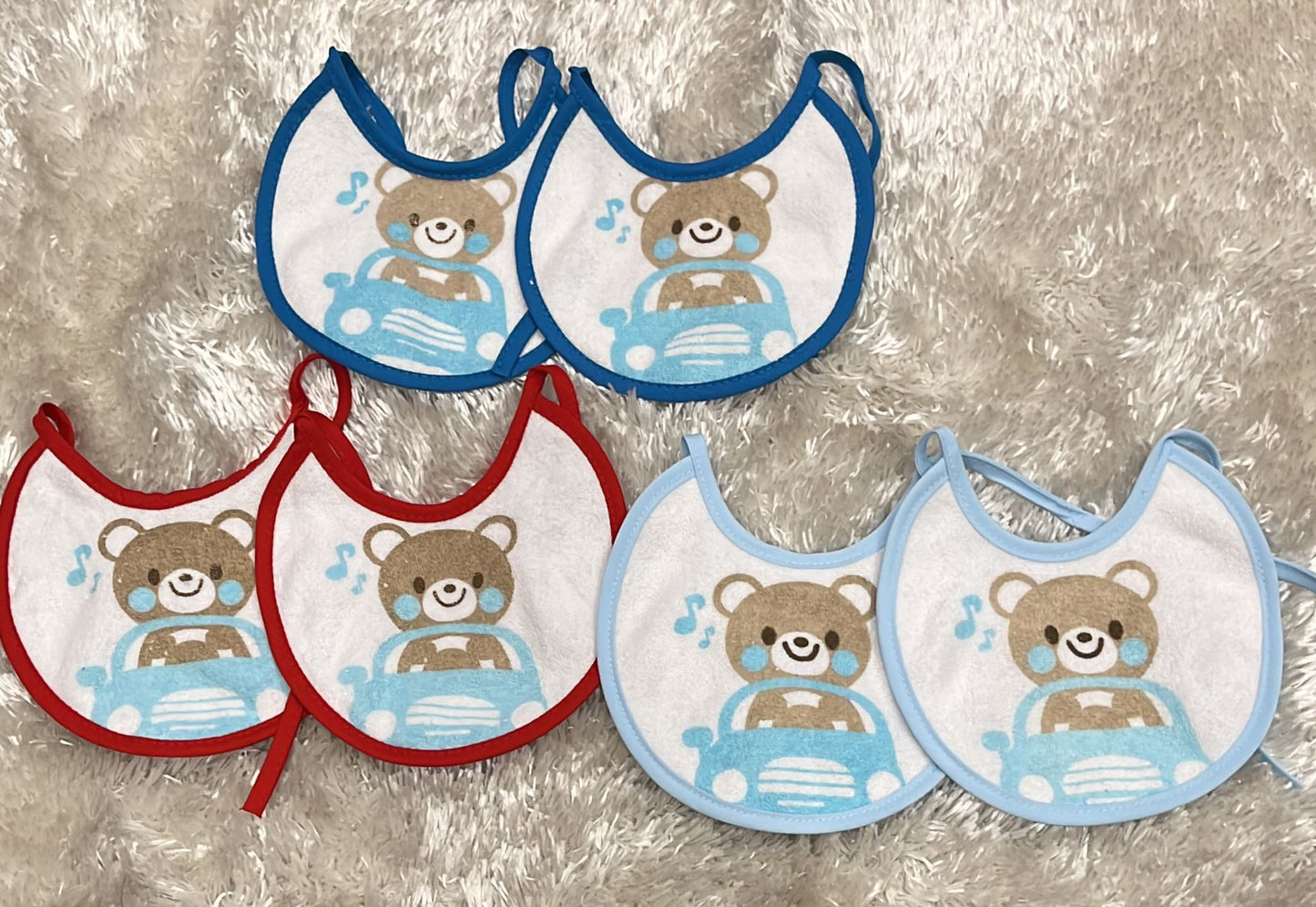 Set di 6 bavetti spugna neonato con lacci