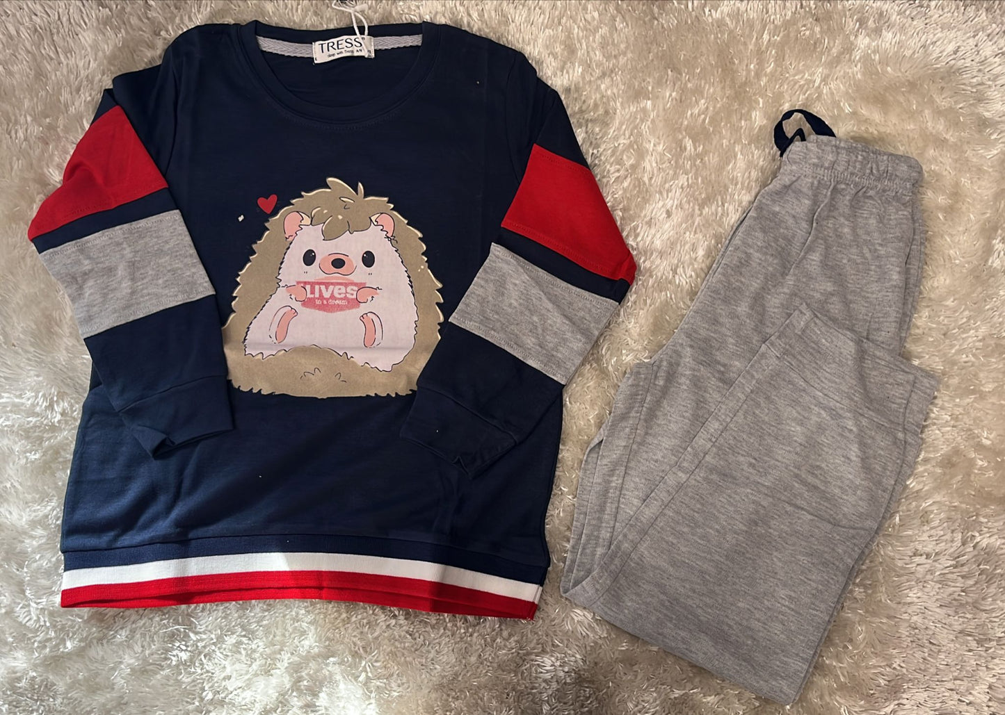 Pigiama bimba in cotone Mod.tuta Fantasia riccio