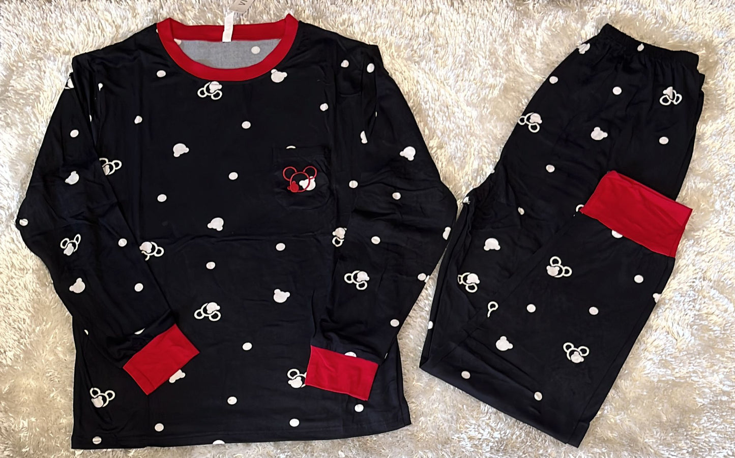Pigiama donna in cotone elasticizzato con taschino lato cuore fantasia topolino super comodo x la sua vestibilita