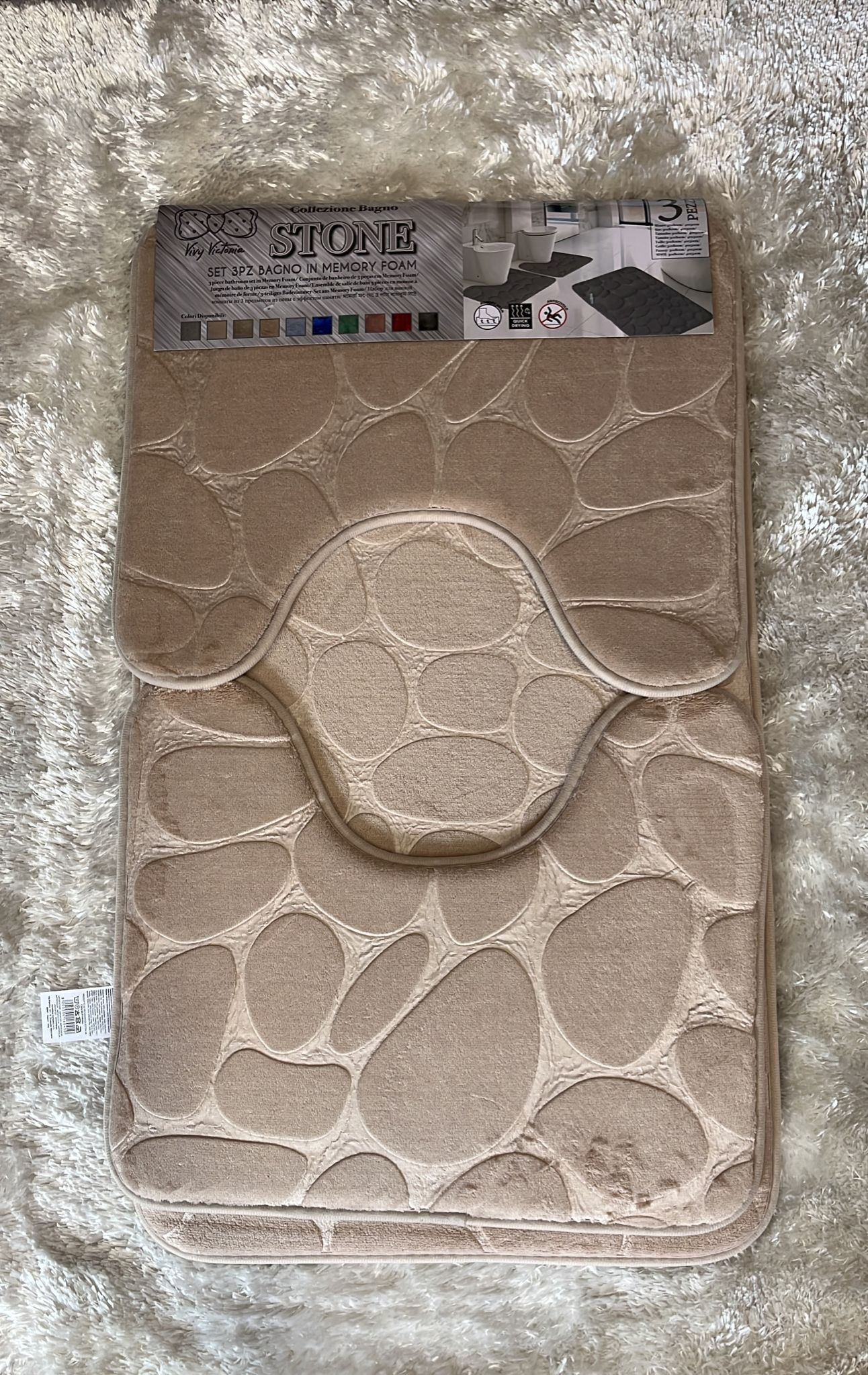 Tris bagno antiscivolo 3D lavabile in lavatrice 50x40cm 50x40cm 50x80cm Fantasia sassolini bordeaux 2 pezzi