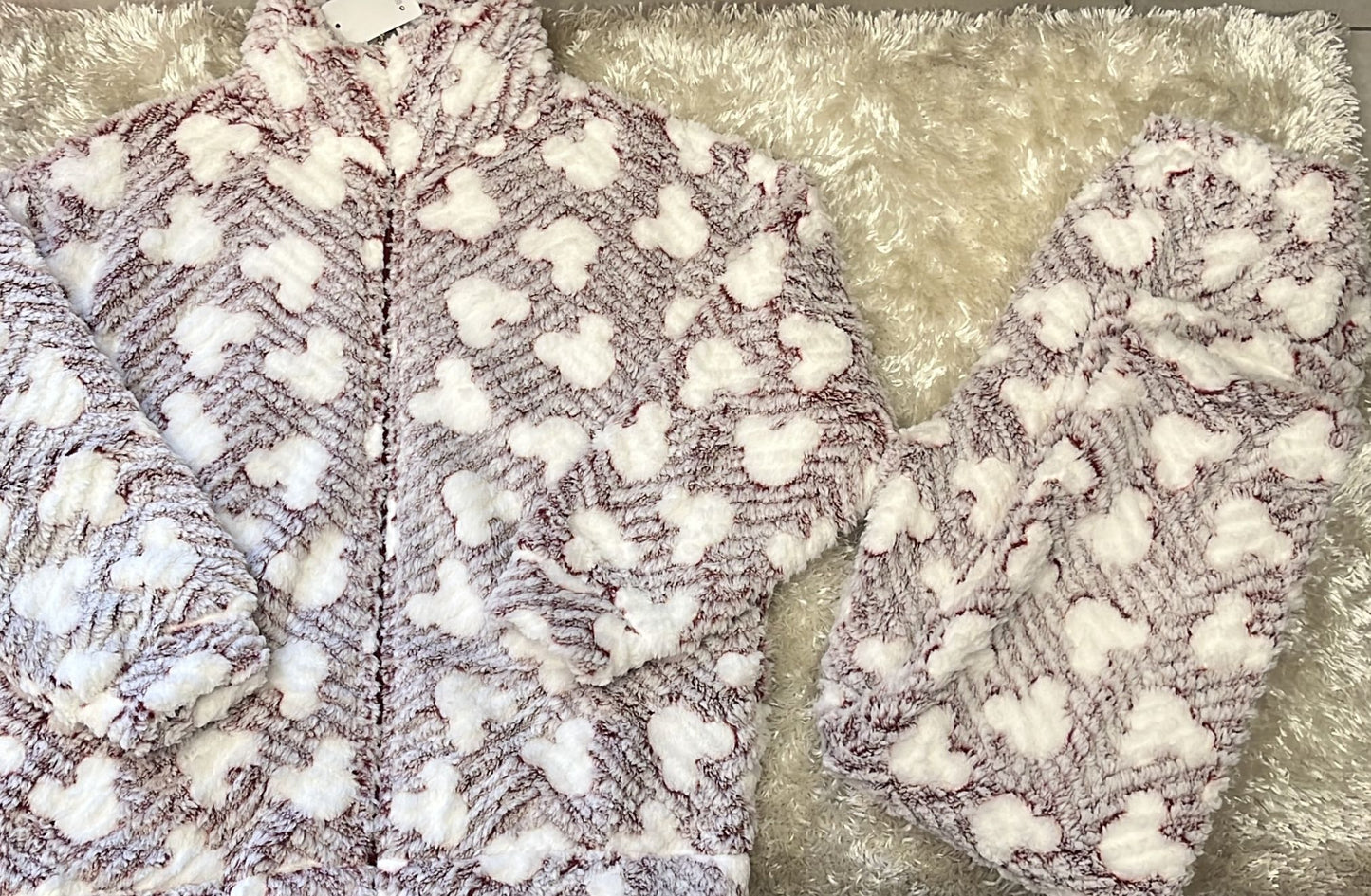 Pigiama donna con apertura avanti con zip in ciniglia super morbida Modello minnie
