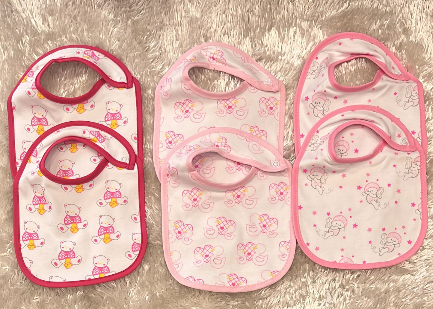 Set 6 bavetti in cotone con bottoncino 17x29cm