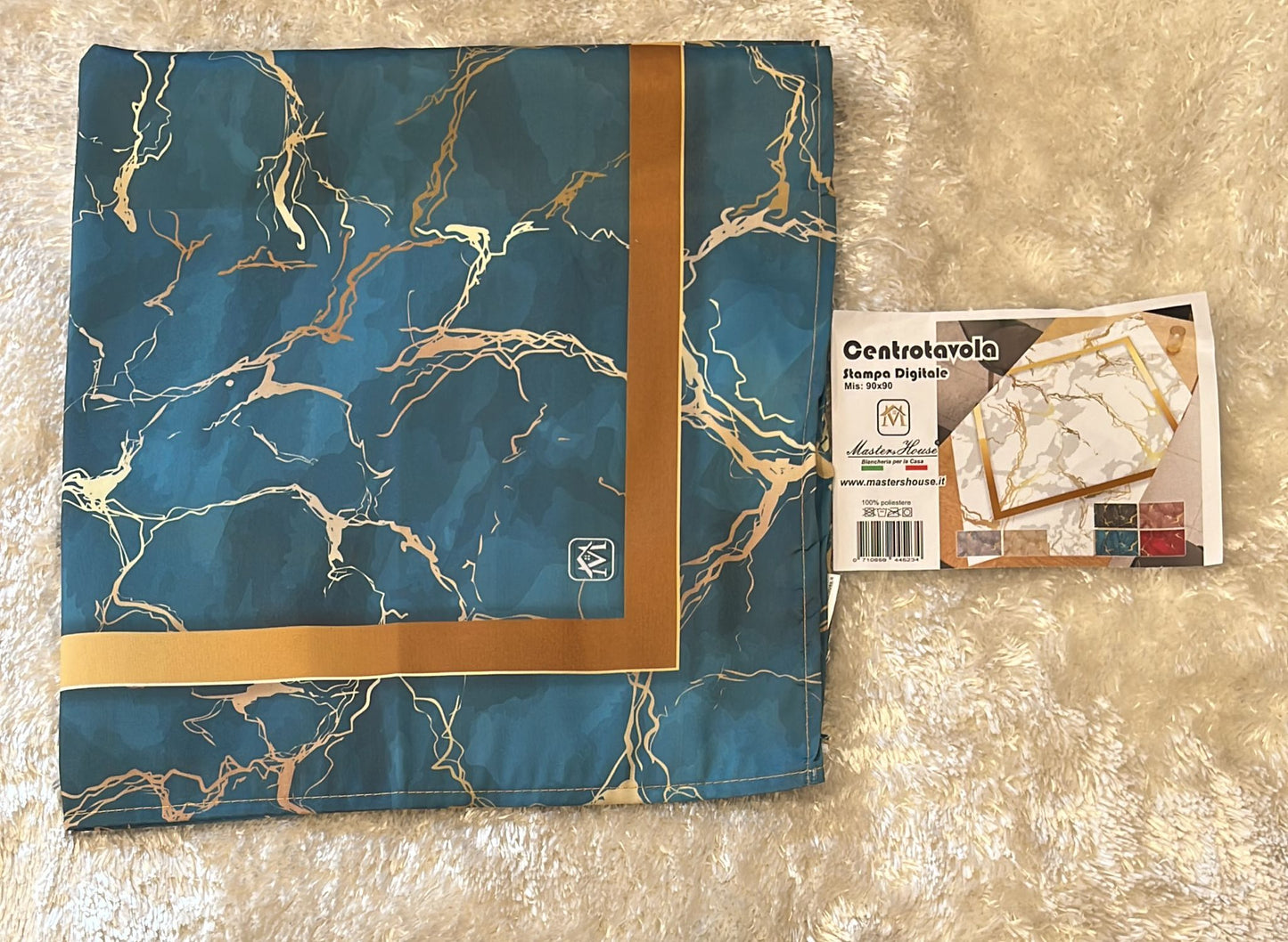Centrotavola effetto marmo 90x90cm 100% poliestere