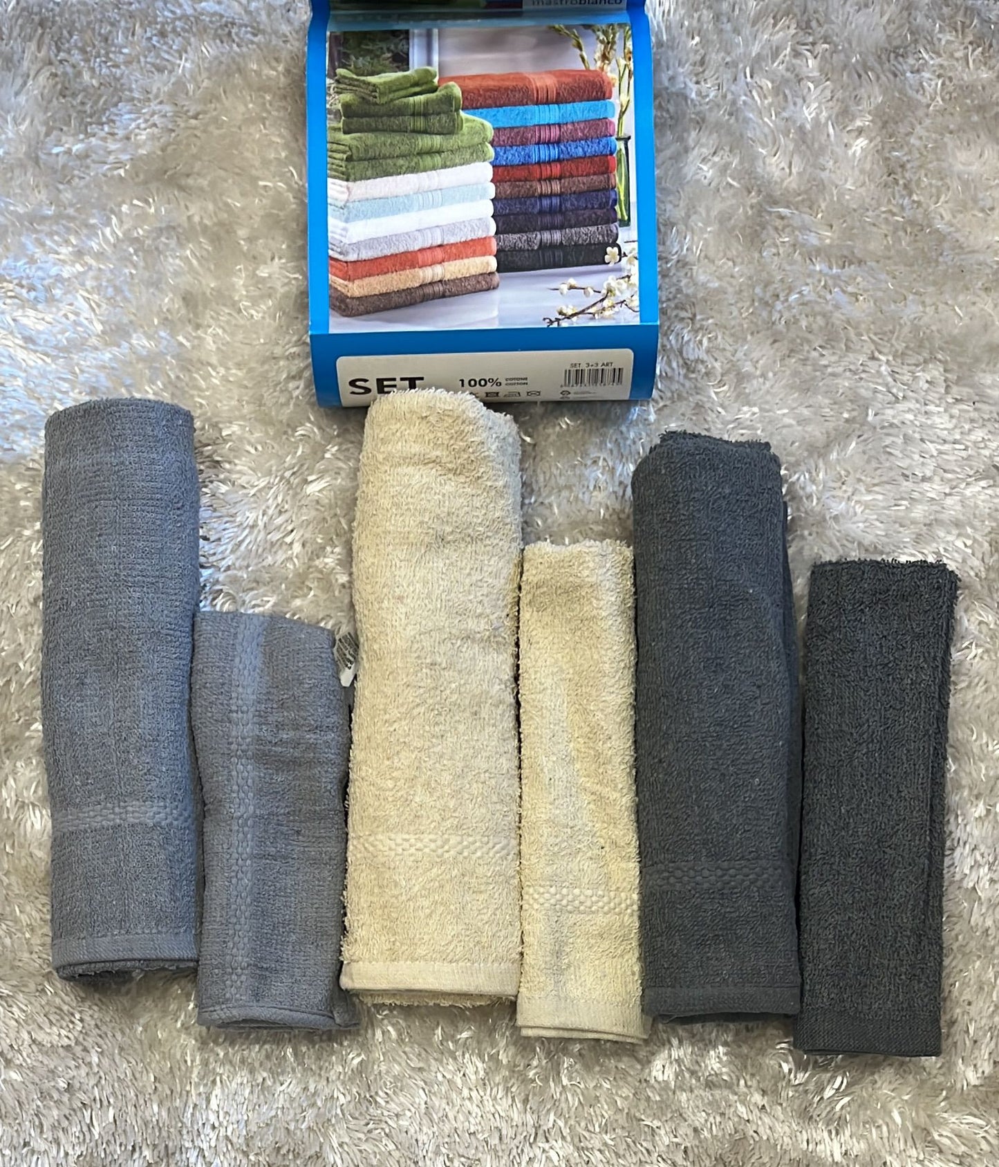 Set valigetta 3+3 composto Da 3 asciugamani in spugna 100% viso 50x90 3 asciugamano ospiti 30x50