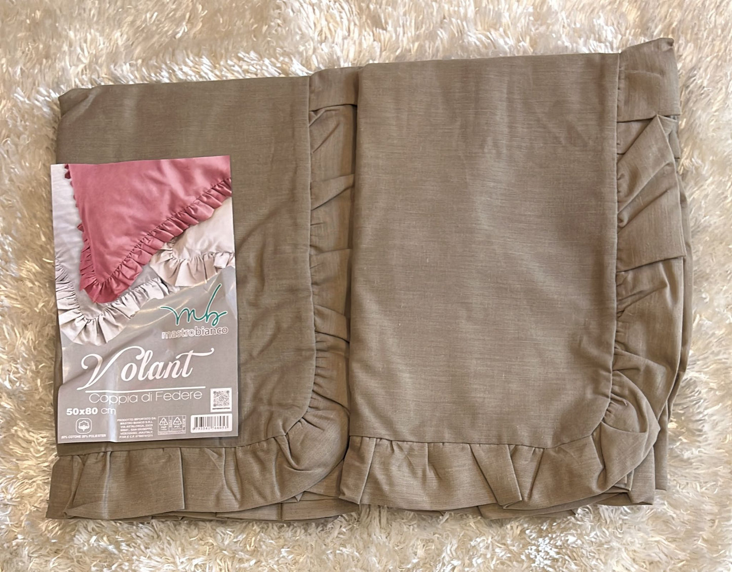 Coppia federe con volant 50x80 Cotone