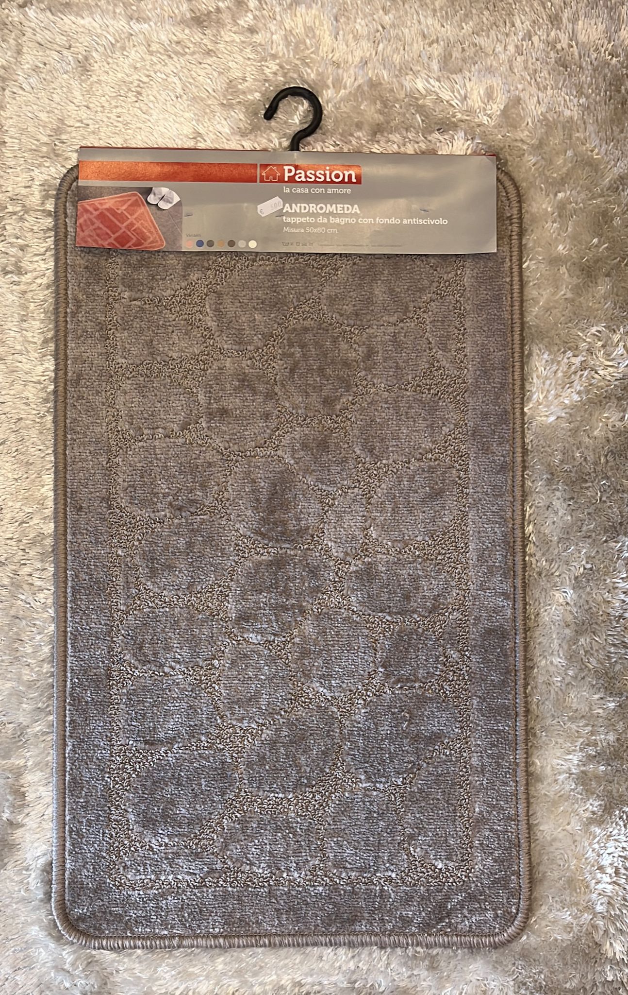 Tappeto da bagno con fondo antiscivolo fantasia sassi 50x80 cm