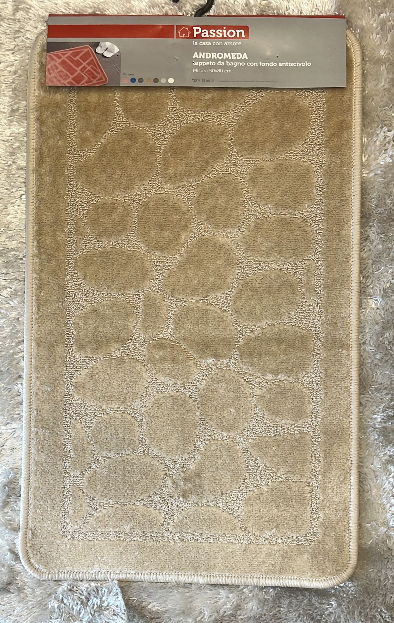 Tappeto da bagno con fondo antiscivolo fantasia sassi 50x80 cm