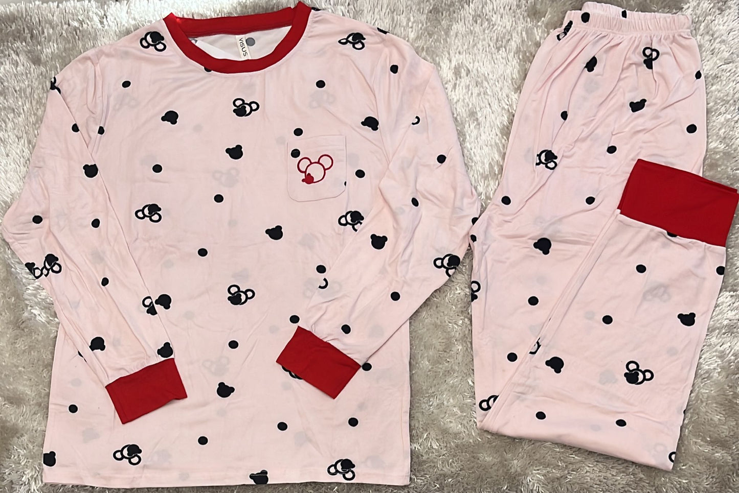 Pigiama donna in cotone elasticizzato con taschino lato cuore fantasia topolino super comodo x la sua vestibilita