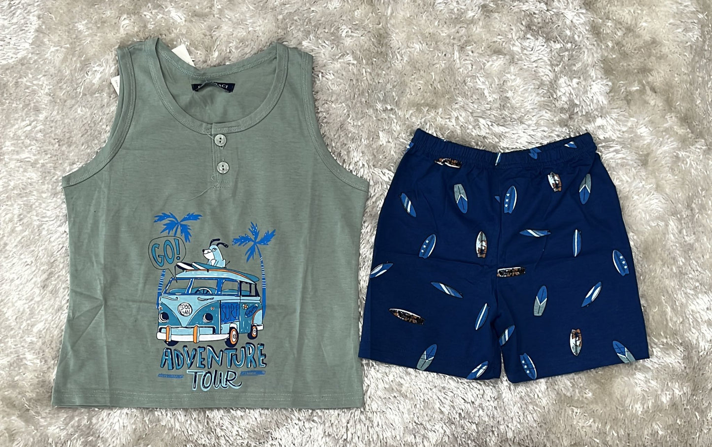 Pigiama bimbo in cotone spalla larga e pantaloncino super fresco Fantasia summer
