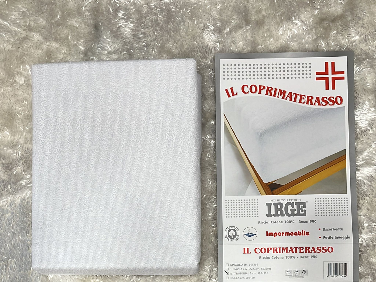 Coprimaterasso matrimoniale super assorbente in Cotone 100% con base in pvc 170x195cm