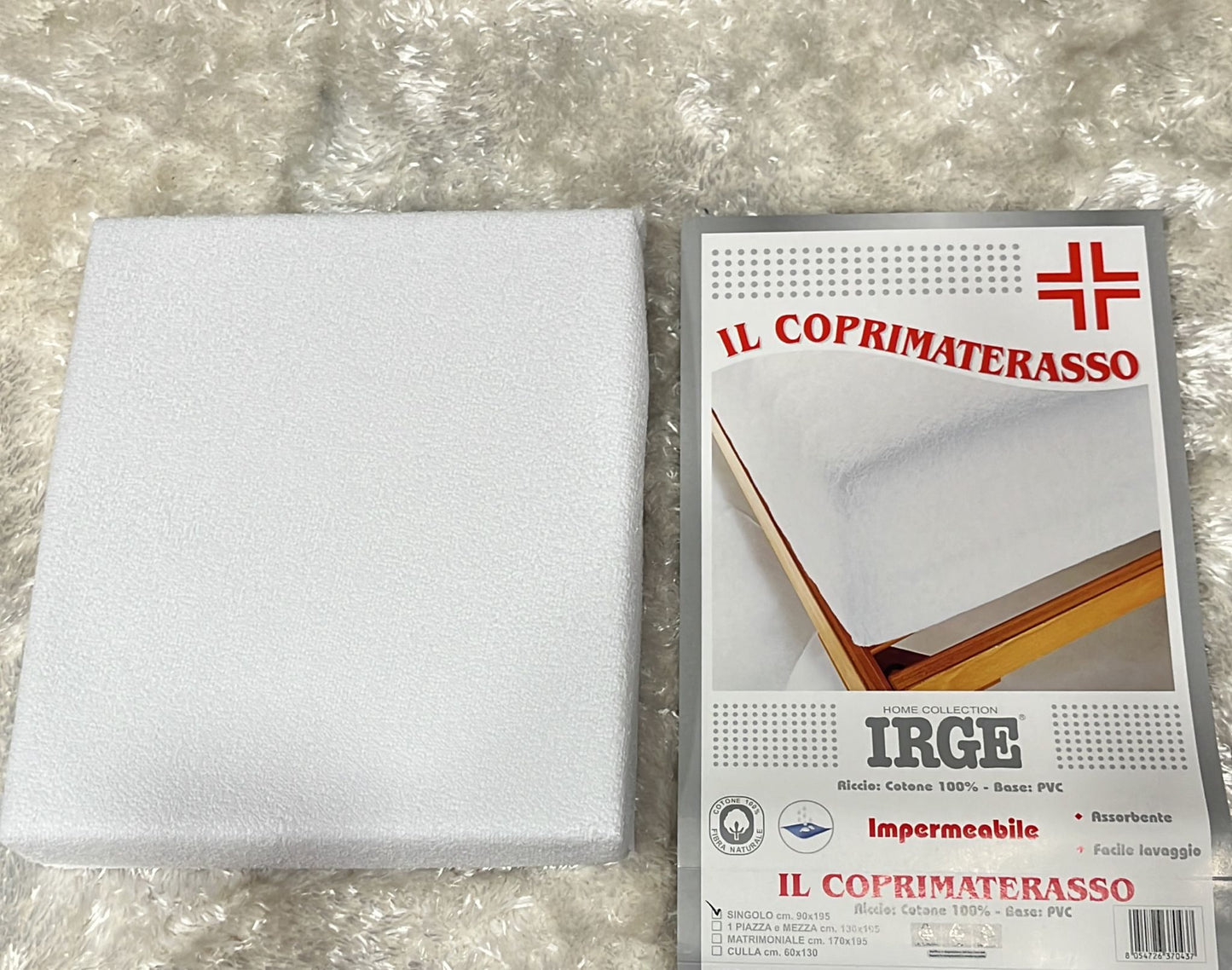 Coprimaterasso singolo super assorbente in Cotone 100% con base in pvc 90x195cm