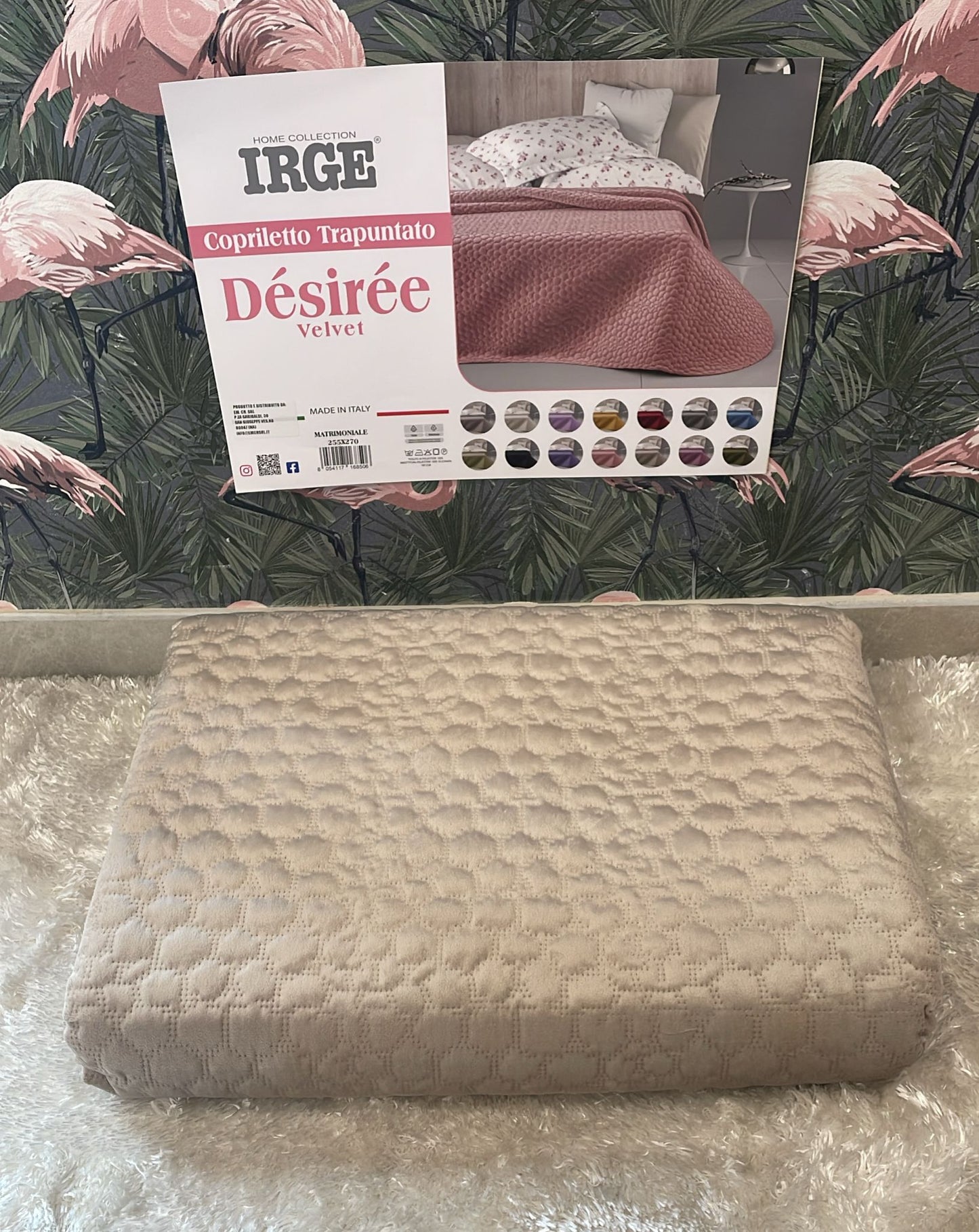 trapuntino matrimoniale desiree velvet velluto 255x270 cm
