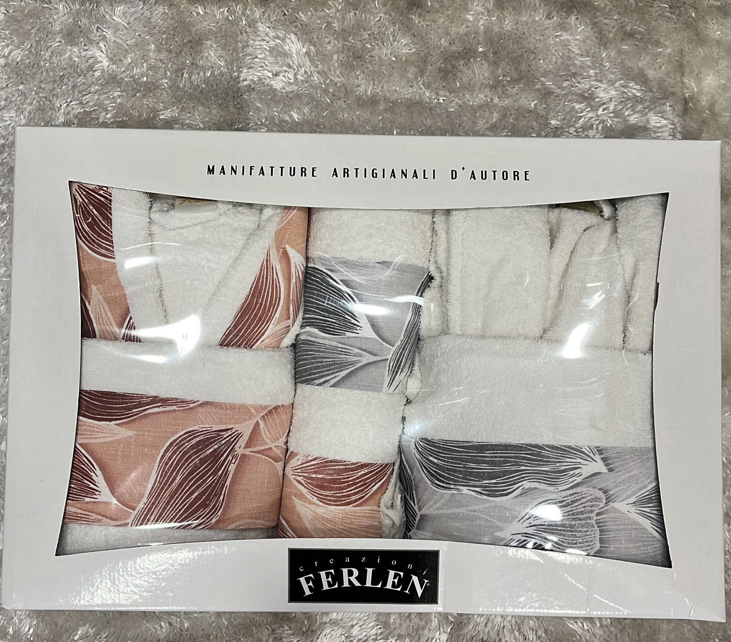 Completo bagno 8 pezzi In spugna cotone 100% -2 accappatoi -2 asciugamani -2 ospiti -2 manopole Taglia 48 donna 52 uomo