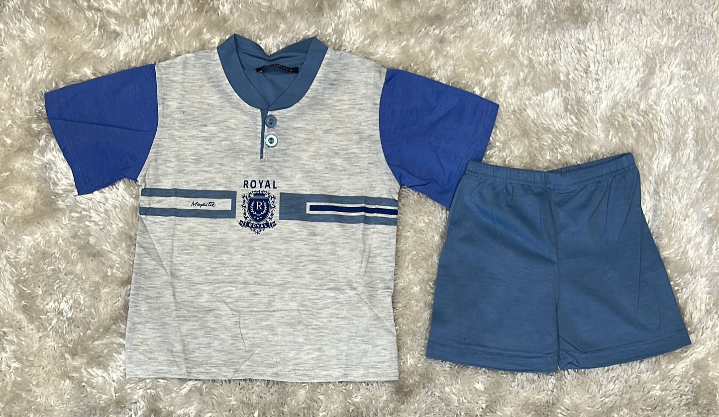 Pigiama bimbo in cotone Mezza manica e pantaloncino Fantasia Royal