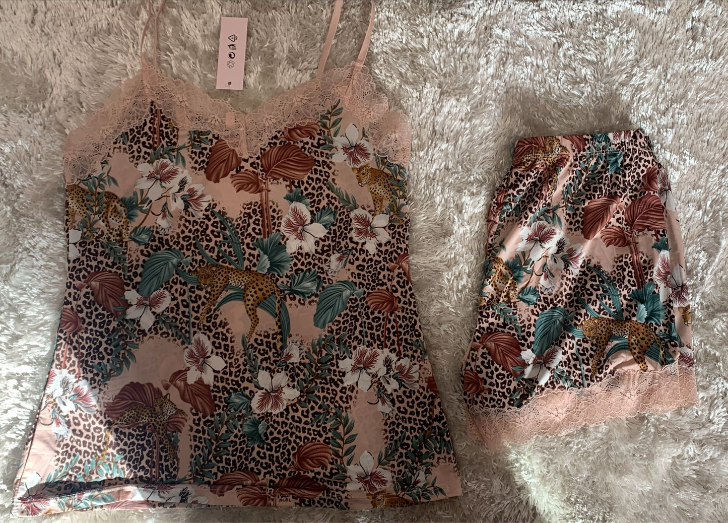 pigiama donna bretellina e pantaloncini fantasia tigre