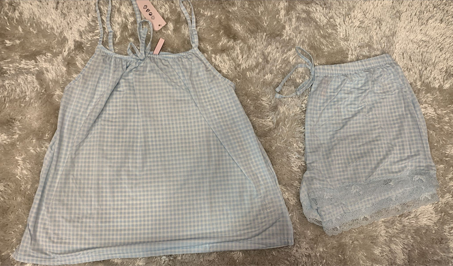 pigiama donna bretellina e pantaloncini fantasia quadretti