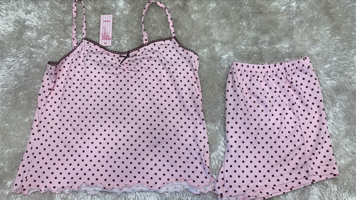 pigiama donna bretellina e pantaloncini crop top in cotone elasticizzato