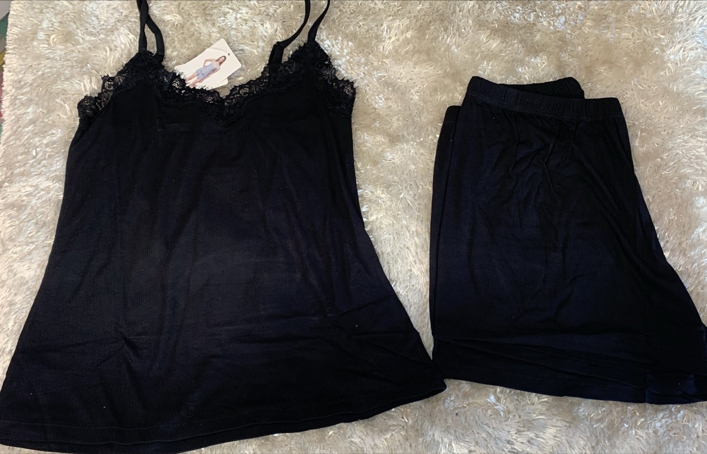 pigiama donna bretellina e pantaloncini a costine tinta unita