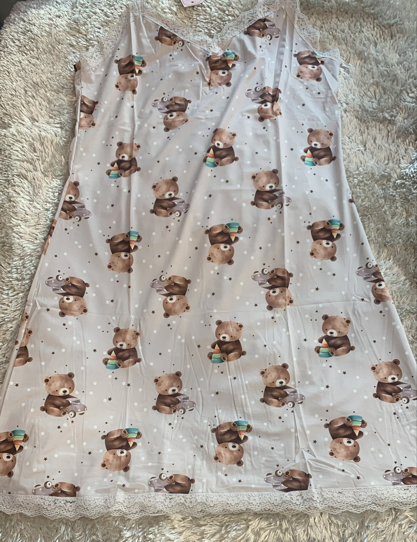 camicia in licra donna con bretelline regolabili fantasia orsetto