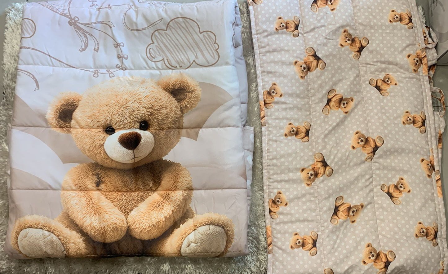 Trapunta Lettino stampata con paracolpi double face 125x100cm fantasia orsetto