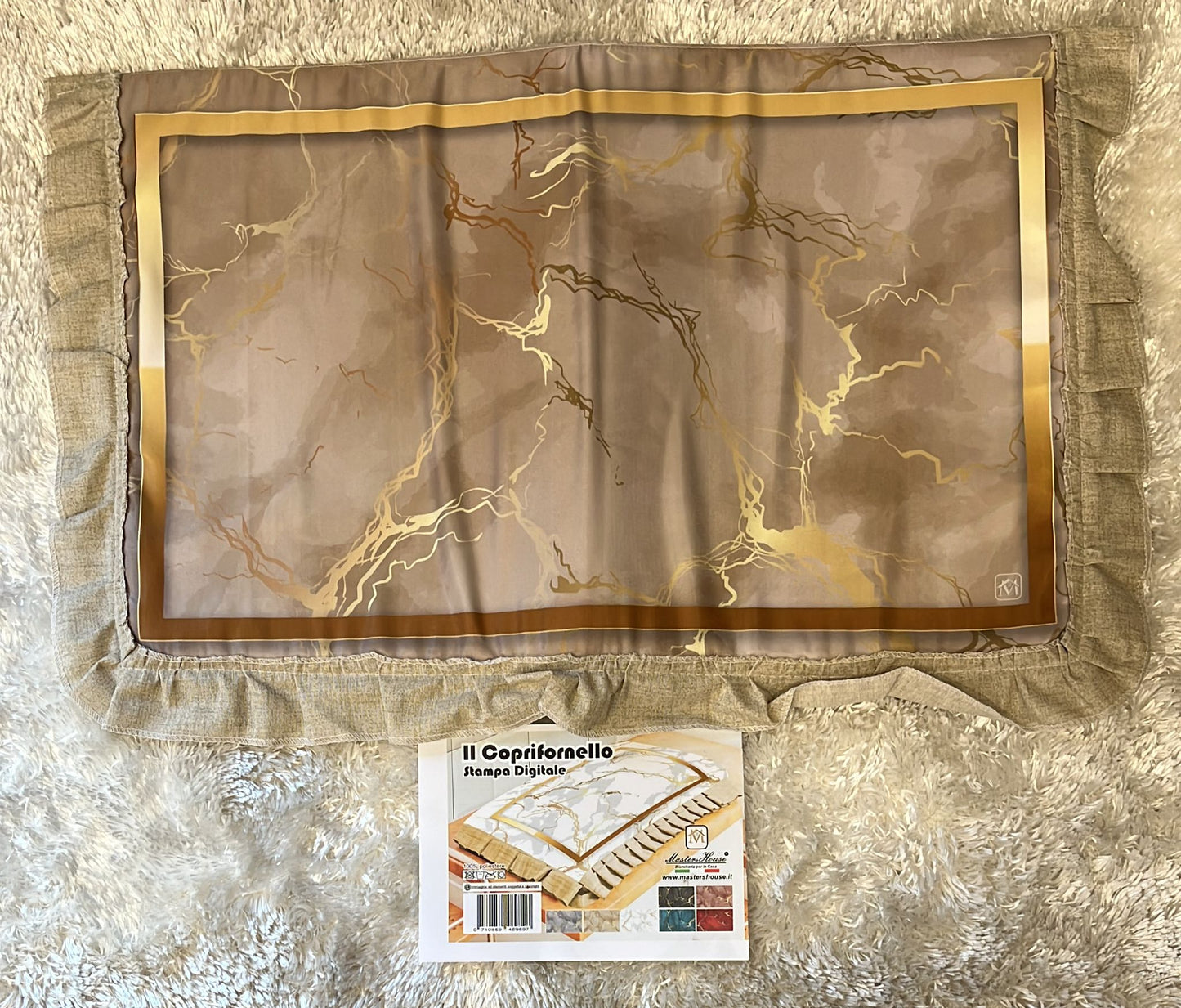 Coprifornello effetto marmo con volant 70x45cm