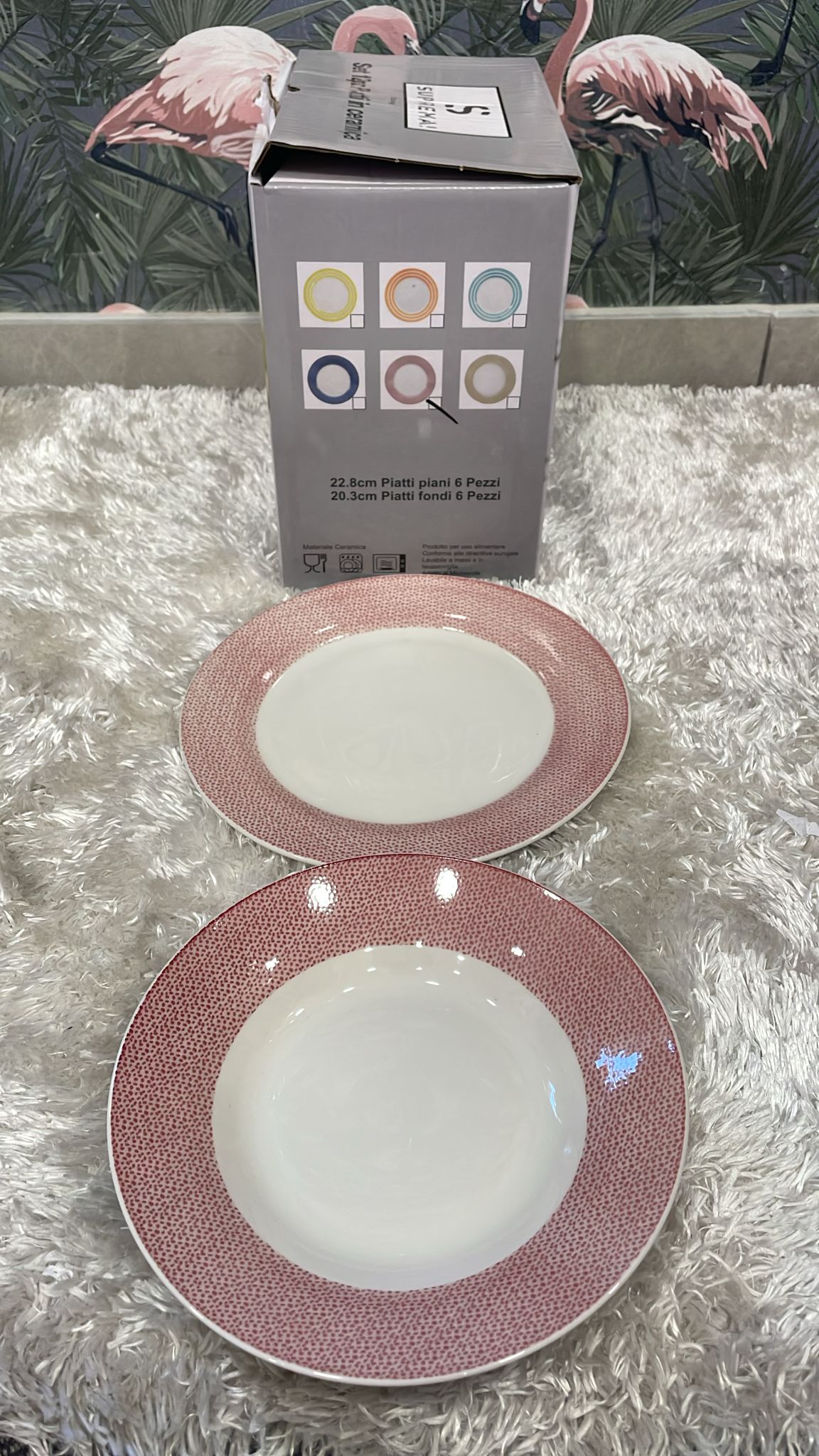Servizio di piatti da 12 pezzi lavabile in lavastoviglie e adatto al microonde Composto da 6 piatti piani 6 piatti fondi