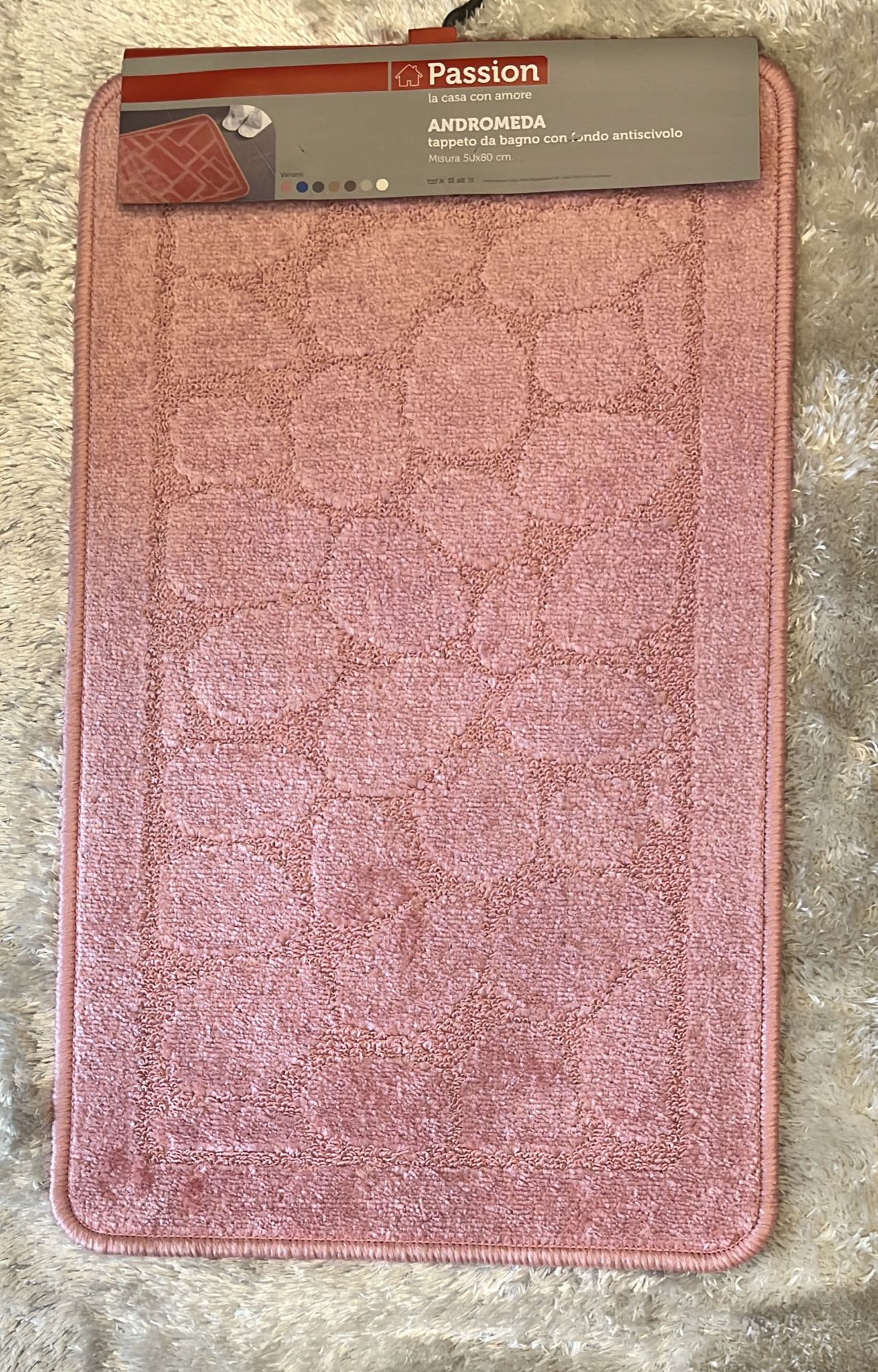 Tappeto da bagno con fondo antiscivolo fantasia sassi 50x80 cm