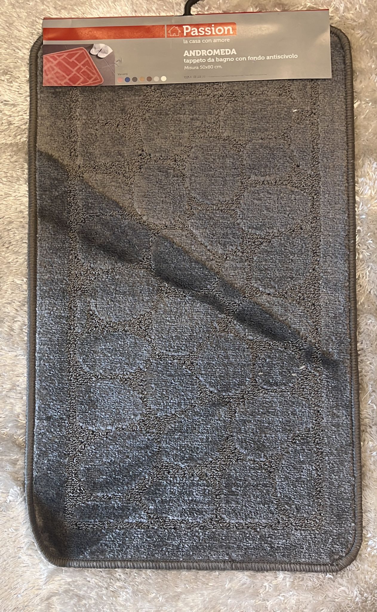 Tappeto da bagno con fondo antiscivolo fantasia sassi 50x80 cm