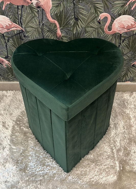 Pouf a cuore in velluto tinta unita con coperchio  Misura 40x40x38cm