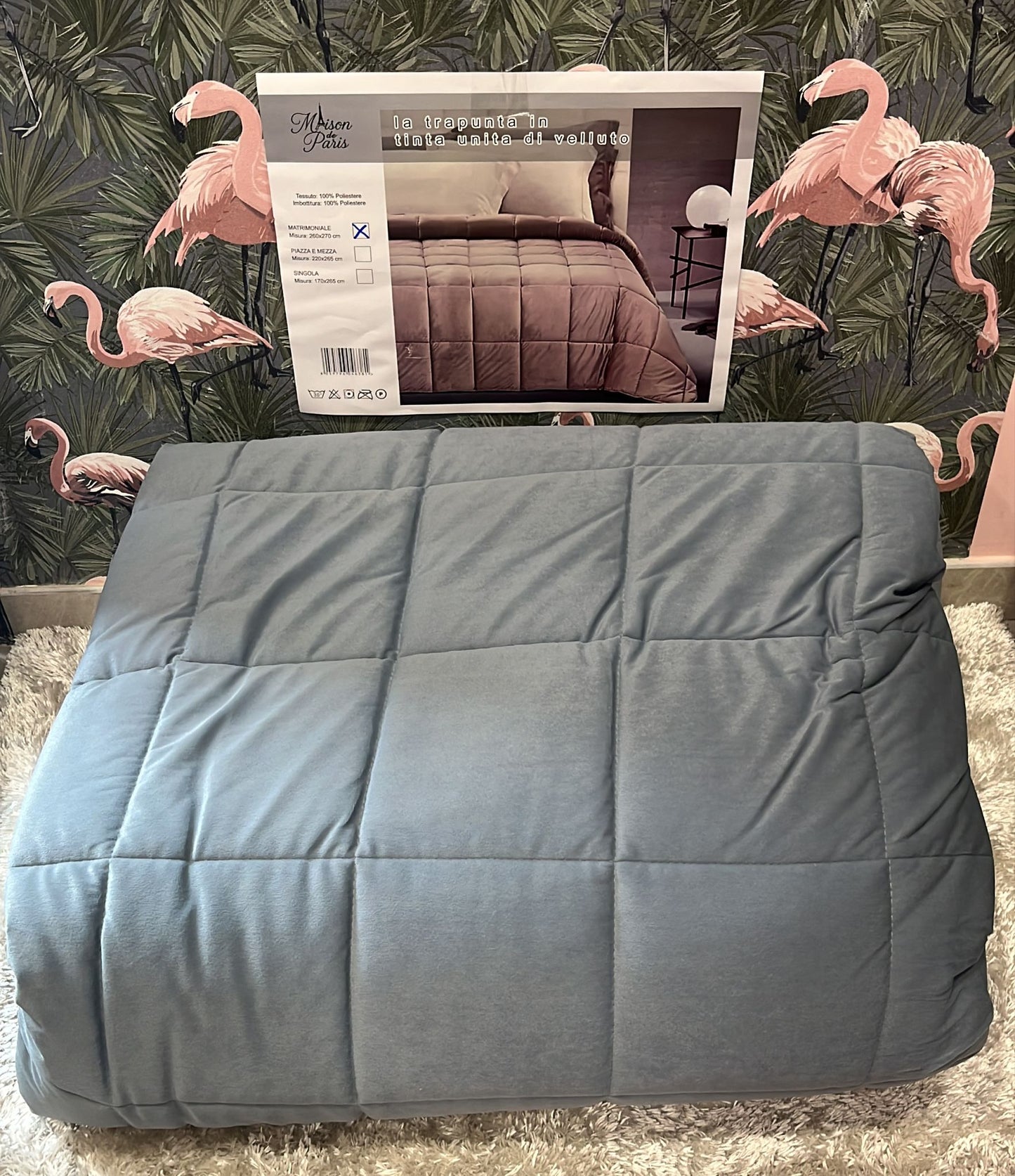 trapunta matrimoniale in velluto 260x270 cm super calda e super morbida freddo non ti temo