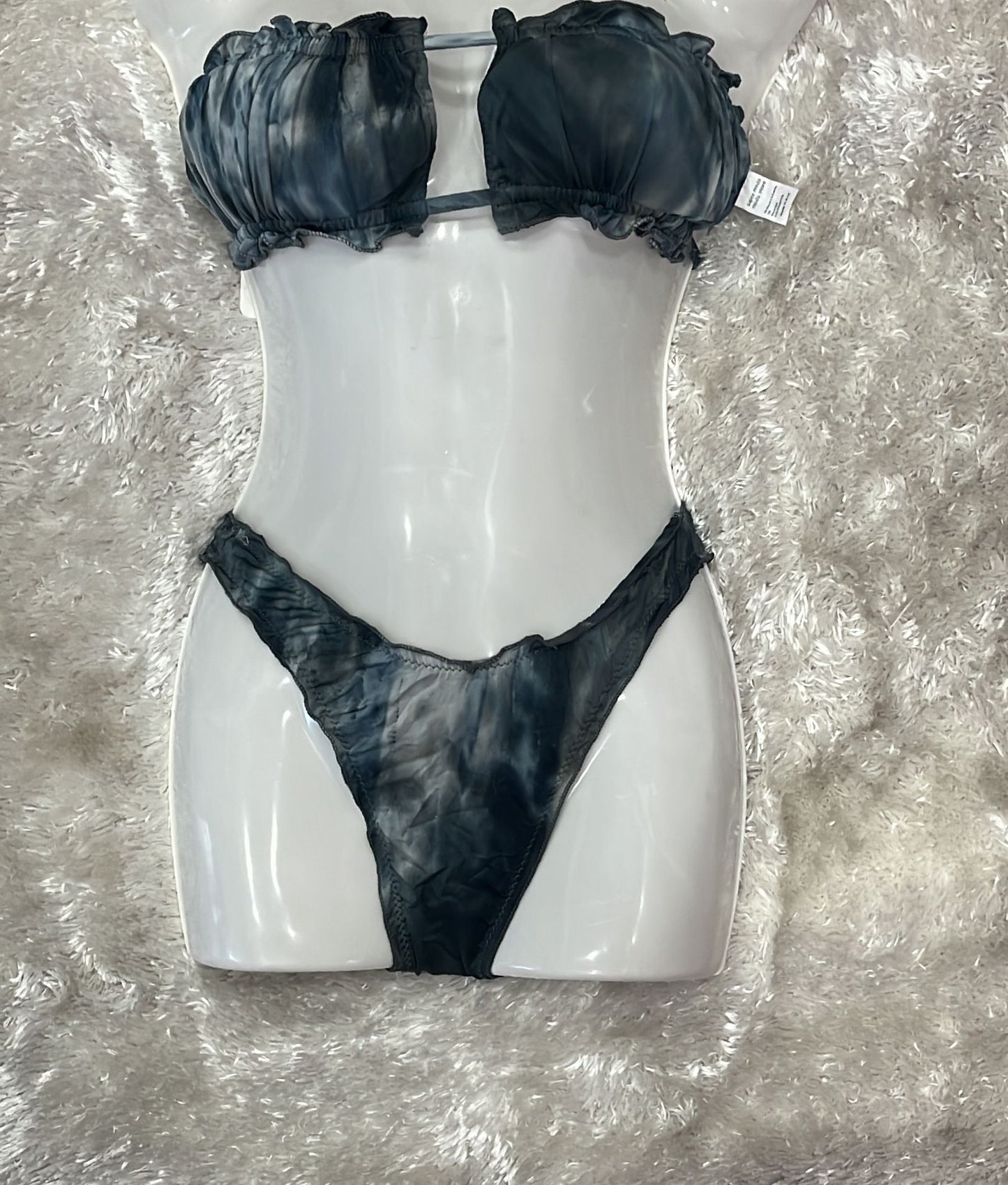 Costume fascia con coppe estraibili e laccetti regolabili E slip brasiliano  Fantasia arcobaleno