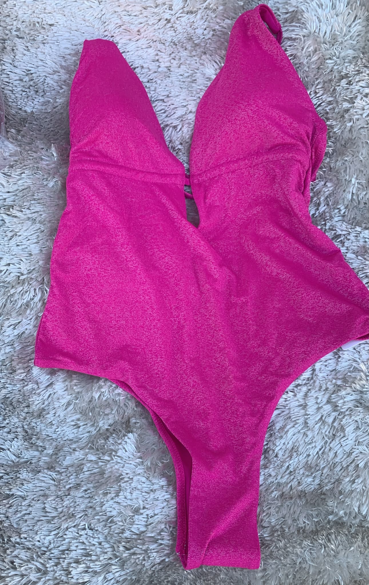 costume donna pezzo intero con intreccio dietro e brasiliano  fantasia glitterata ( l'articolo non può essere cambiato )