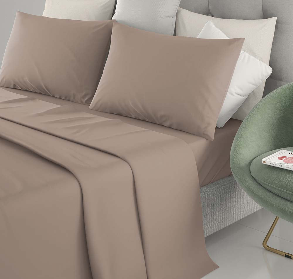 Completo letto singolo  tinta unita in puro cotone  lenzuolo sopra 150x290 cm lenzuolo sotto con angoli maxi 90x200 federa 50x80