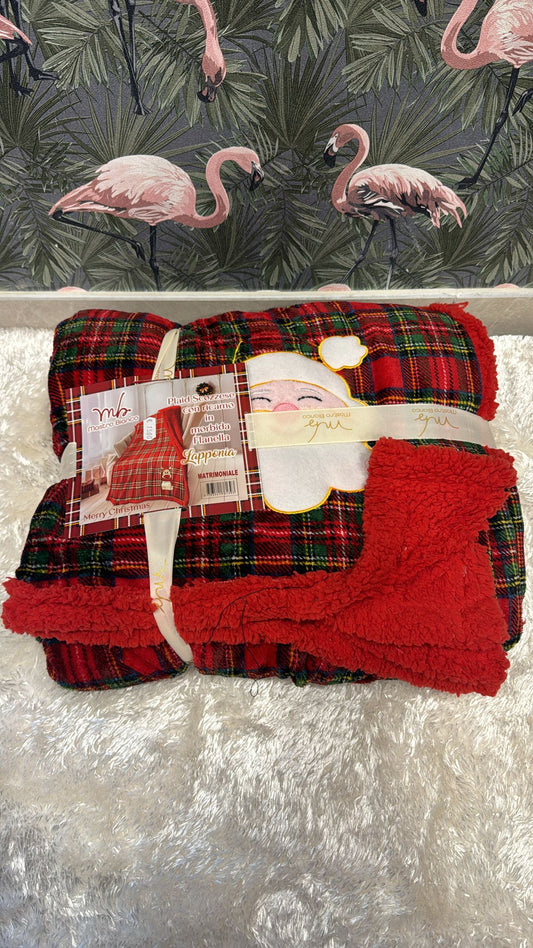 Plaid Lapponia  Babbo Natale con pelliccia sotto super caldo e morbido   Misura 190 x230 Colore  2