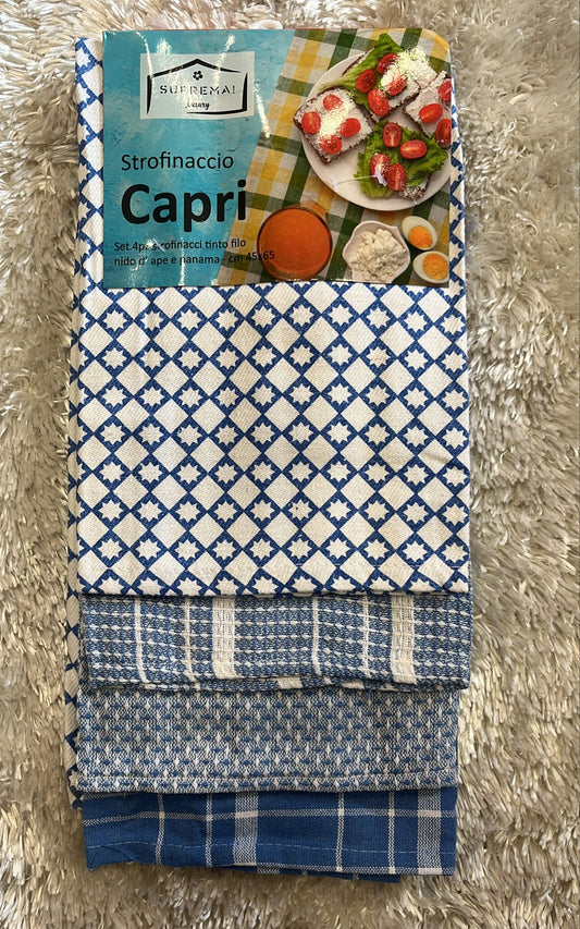 Set 4 strofinacci in cotone nido d ape e Panama 45c65 cm