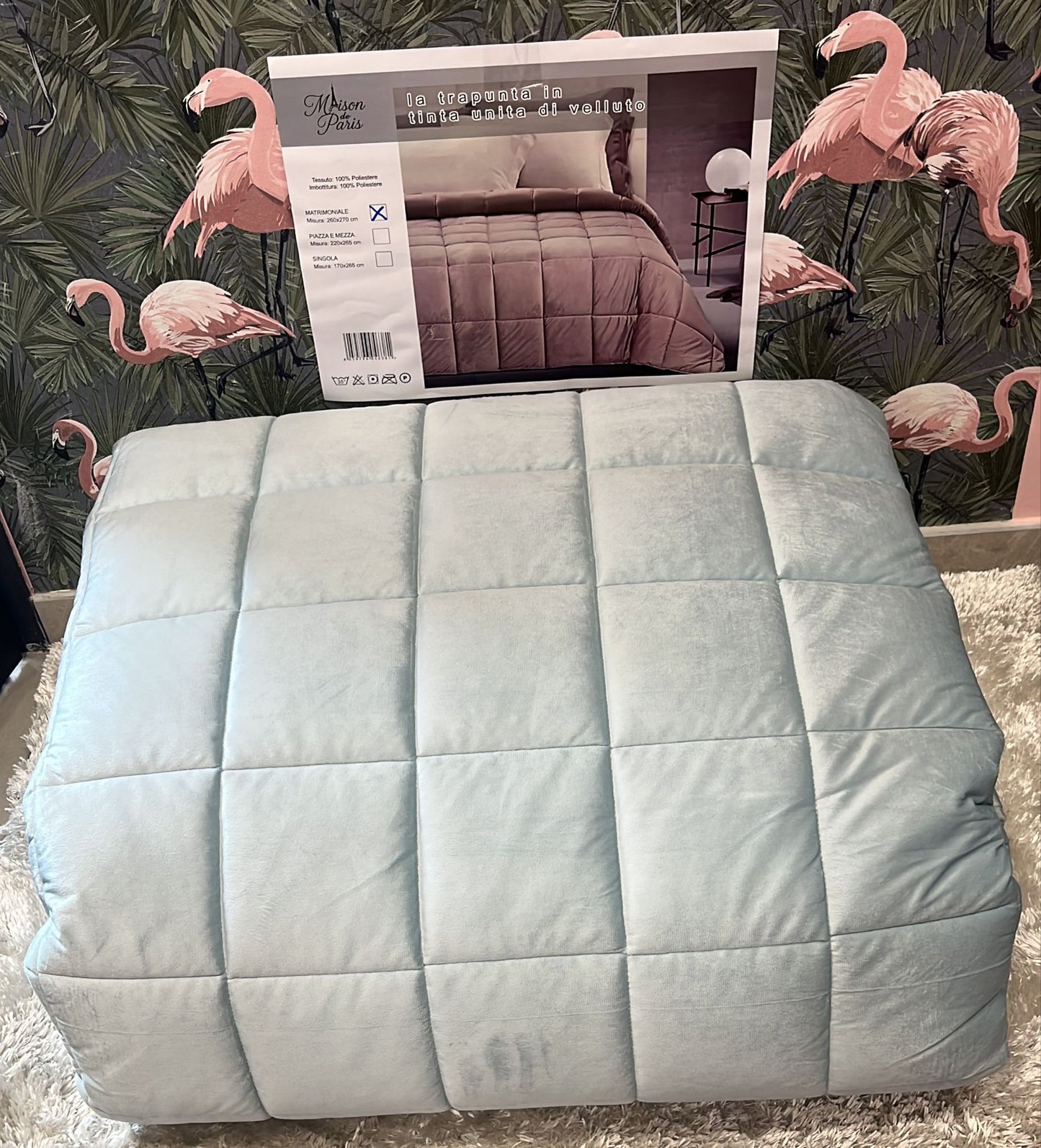 trapunta matrimoniale in velluto 260x270 cm super calda e super morbida freddo non ti temo