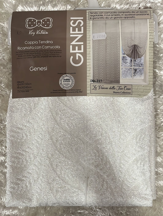 Coppia di tendina genesi ricamata  Composta da un laccio regolabile 60x240cm