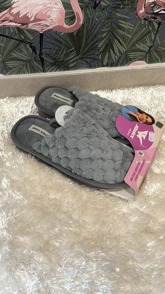 Pantofole in pelliccia antiscivolo trama nido d ape super calda  Colore  Grigio