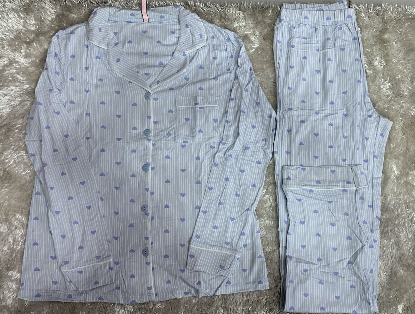 pigiama donna aperto avanti con taschino lato cuore in cotone elasticizzato
