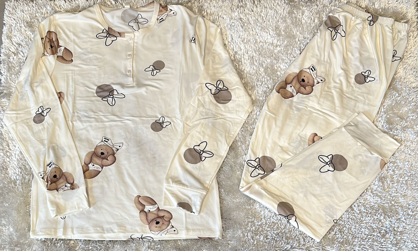 Pigiama donna in cotone fantasia orsetto elasticizzato super comodo x la sua vestibilita ( l'articolo non può essere cambiato )