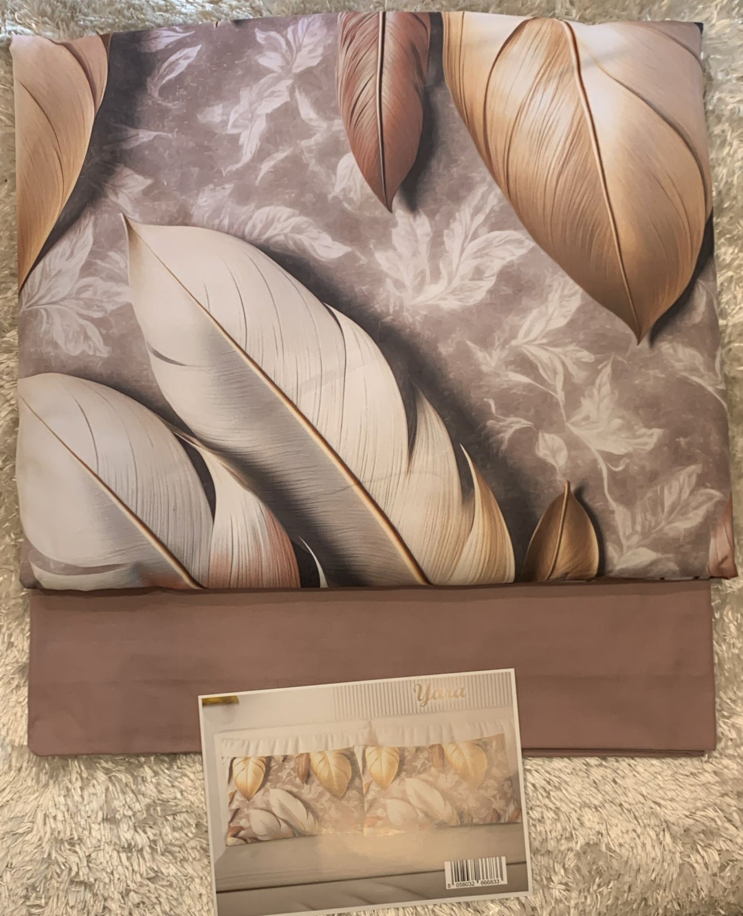 Competo letto matrimoniale in puro cotone con 4 federe fantasia foglie Lenzuola sopra t unita 250x290cm Lenzuola sotto t unita con angoli maxi 175x200 cm 2 federe t unita in puro cotone 52x82 2 federe stampa digitale poliestere 50x80