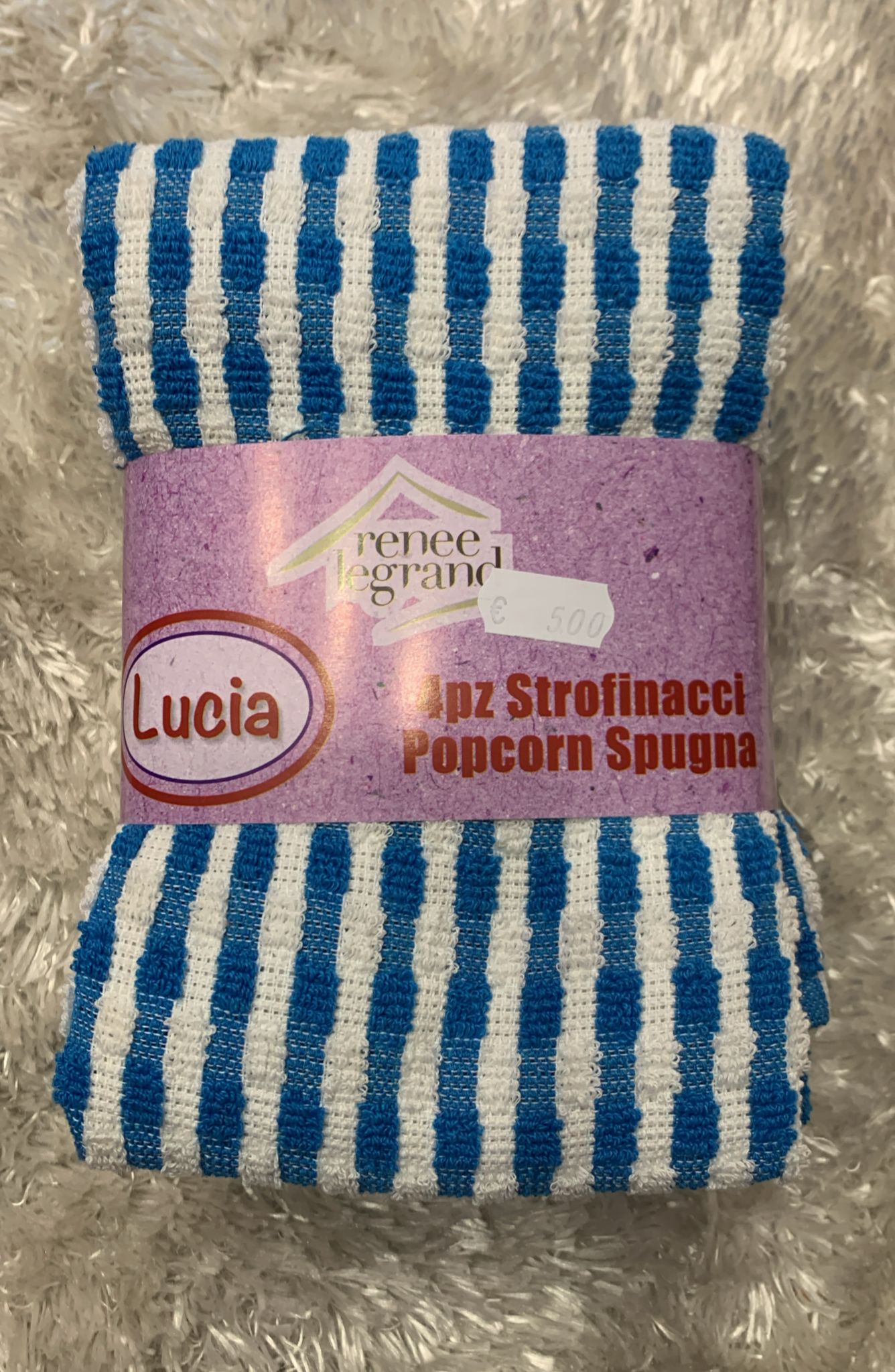 Lucia 4 strofinacci spugna  2 disegnati e 2 tinta unita