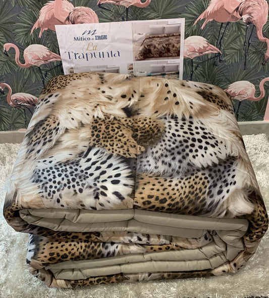 trapunta matrimoniale venusia super morbida super calda fantasia leopardata  260x260cm