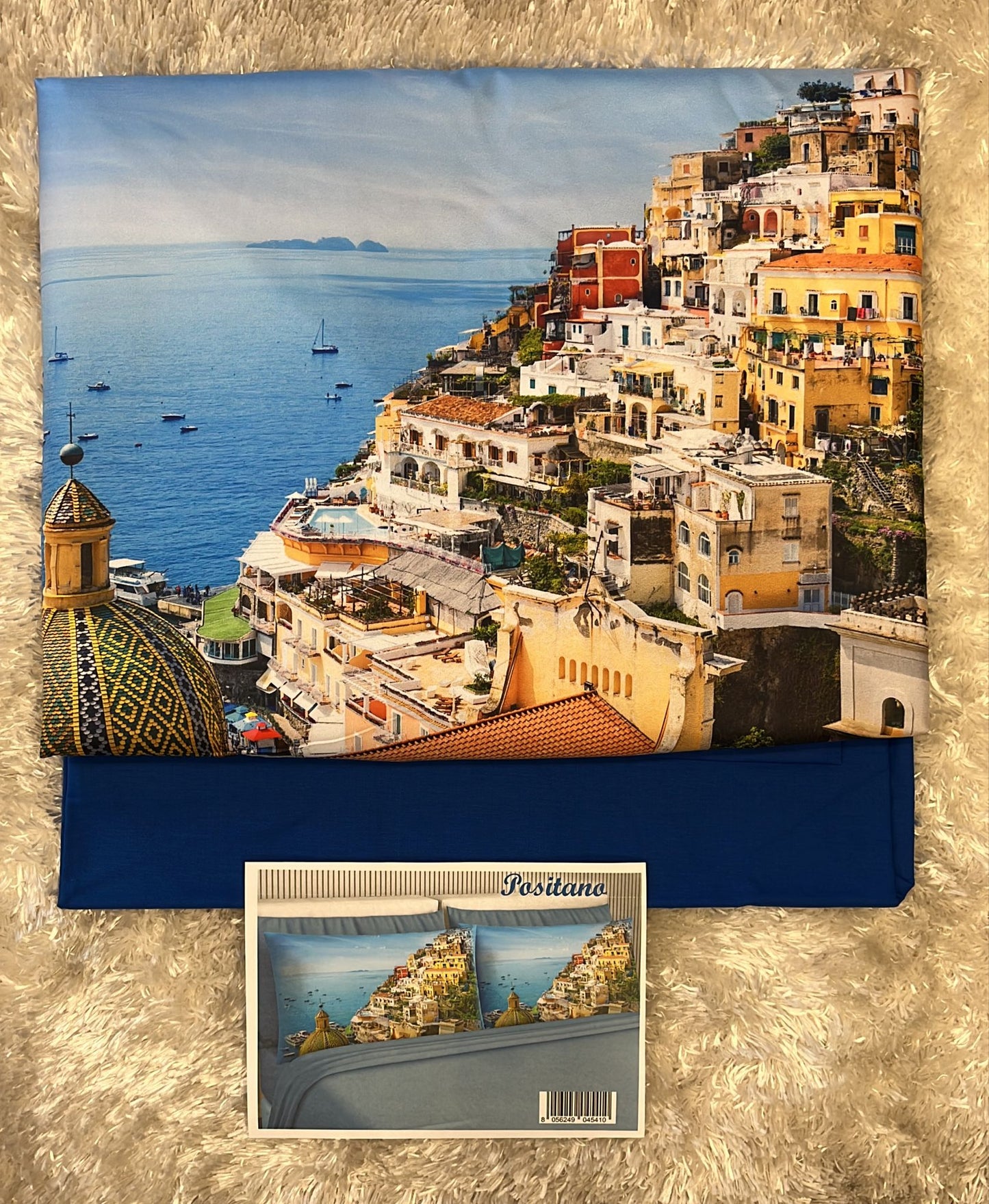 Competo letto matrimoniale in puro cotone con 4 federe fantasia Procida Lenzuola sopra t unita 250x290cm Lenzuola sotto t unita con angoli maxi 175x200 cm 2 federe t unita in puro cotone 52x82 2 federe stampa digitale poliestere 50x80cm