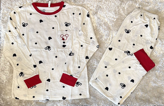 Pigiama donna in cotone elasticizzato  con taschino lato cuore fantasia topolino   super comodo x la sua vestibilita