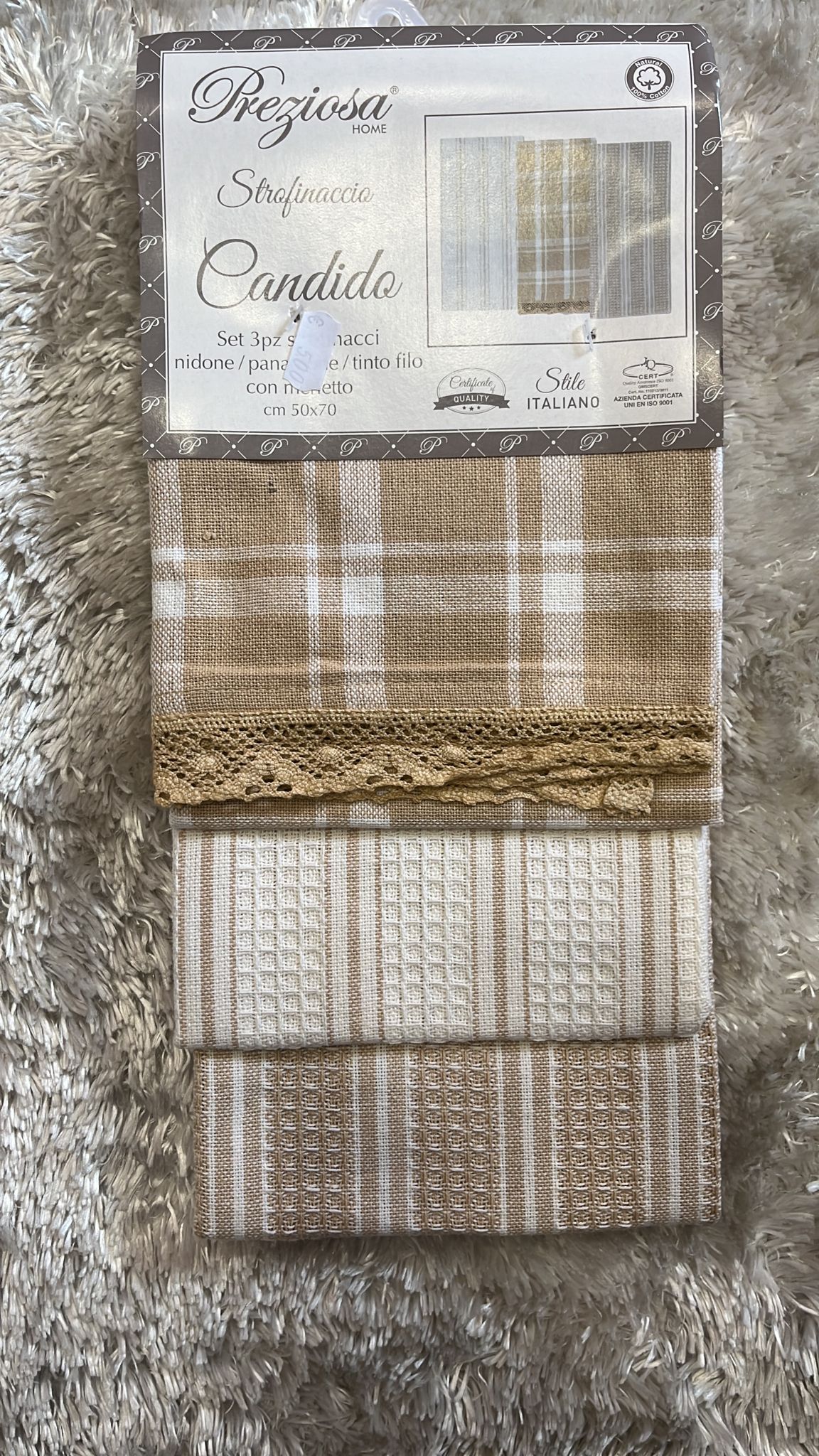 Set 3 strofinacci candida nido d ape e Panama 50x70