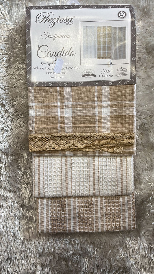 Set 3 strofinacci candida nido d ape e Panama 50x70