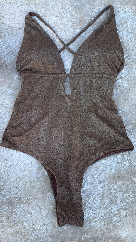 costume donna pezzo intero con intreccio dietro e brasiliano  fantasia glitterata ( l'articolo non può essere cambiato )