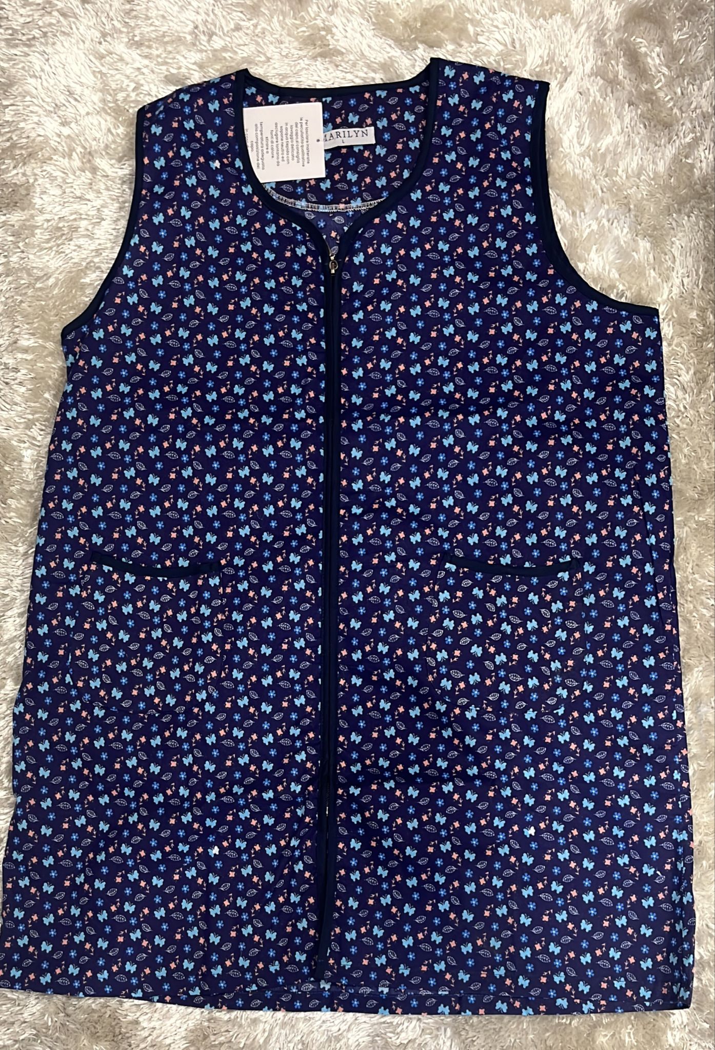 Camice con zip da casa donna in cotone spalla larga e tasche . Disponibile in varie fantasie